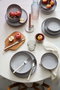 Hermia MOD12Y1730955 Juego de Cena de Porcelana Gris 12 Piezas, Platos 24cm, Platos 20cm, Cuencos 15cm